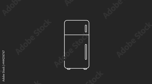 Fridge Icon. Vector isolated flat black and white illustration of a fridge