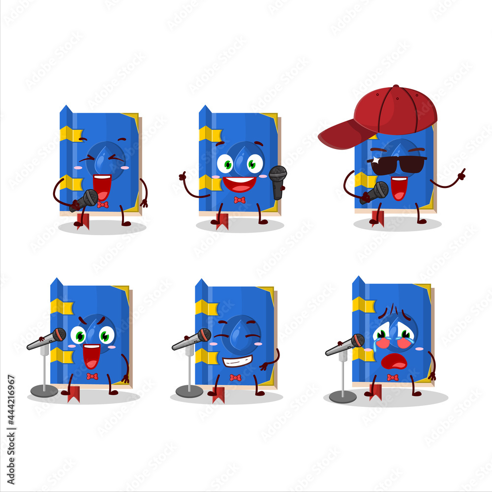 Fototapeta premium A Cute Cartoon design concept of water book of magic singing a famous song