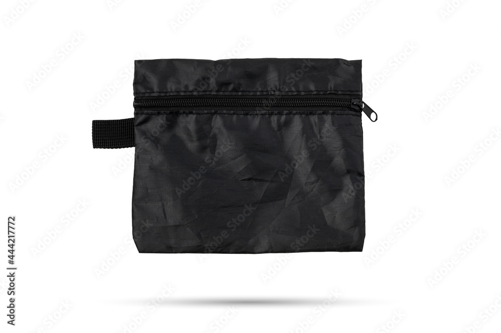 Black color zipper cosmetic bag on isolated Black color zipper cosmetic bag on isolated