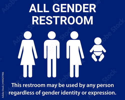 All gender restroom. Vector sign. Woman, man, transgender and child icon for public toilet. Information sign 