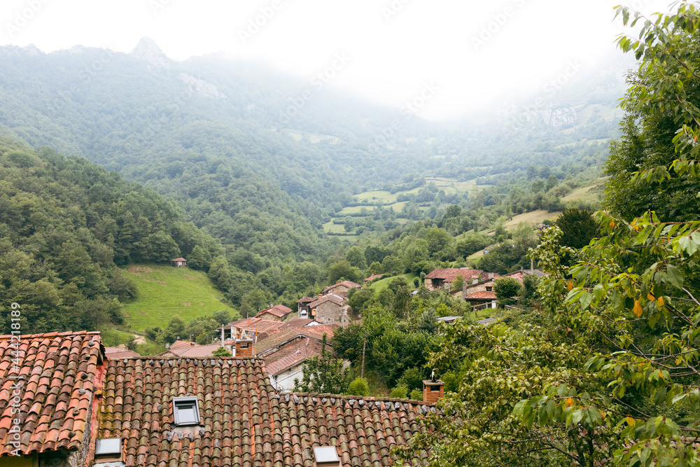 Views of the town of Caleao in Asturias, biosphere reserve.