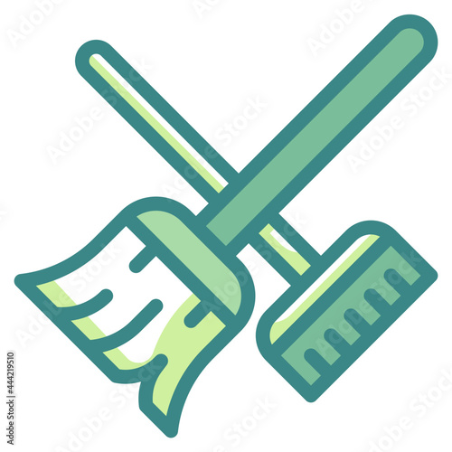 broom blue line icon