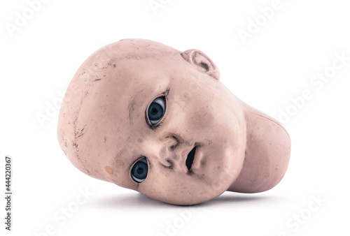 Fotobehang Vintage doll head on white background with clipping path