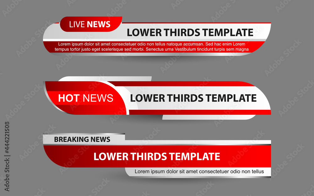 Fototapeta premium Set collection vector of Broadcast News Lower Thirds Template layout design banner for bar Headline news title, sport game in Television, Video and Media Channel
