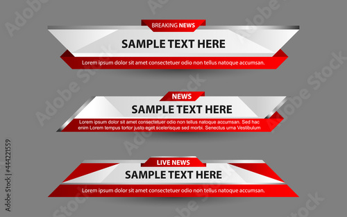 Set collection vector of Broadcast News Lower Thirds Template layout design banner for bar Headline news title, sport game in Television, Video and Media Channel