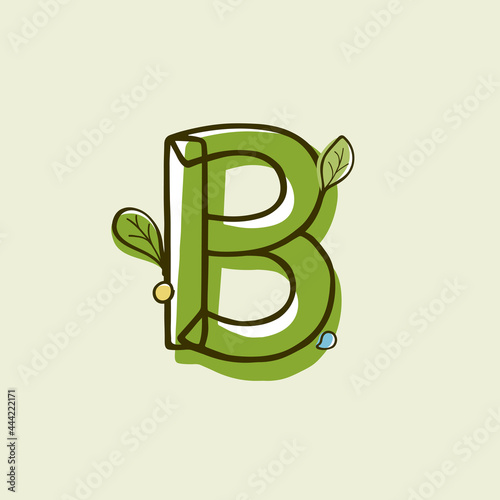 Eco style letter B logo hand-drawn with a marker with paint shift effect.