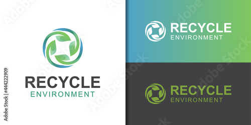 recycle with leaf logo for ecology and earth care day
