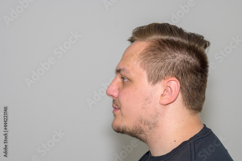 Profile view of a young man in his twenties