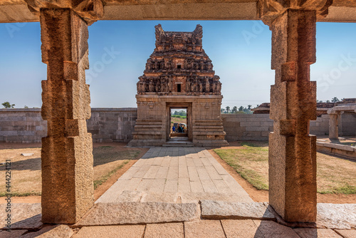 View of Chandrasekhara Temple, The ruins of ancient city Vijayanagar at Hampi, Karnataka, India photo