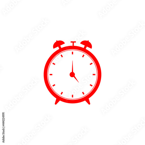 Red alarm clock on white background
