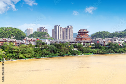 Scenery of Liujiang River, Liuzhou, Guangxi, China. #444226558