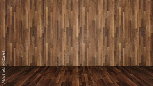 Fototapeta Naklejka Na Ścianę i Meble -  Concept or conceptual vintage or grungy brown background of natural wood or wooden old texture floor and wall as a retro pattern layout. A 3d illustration metaphor to time, material, emptiness,  age 