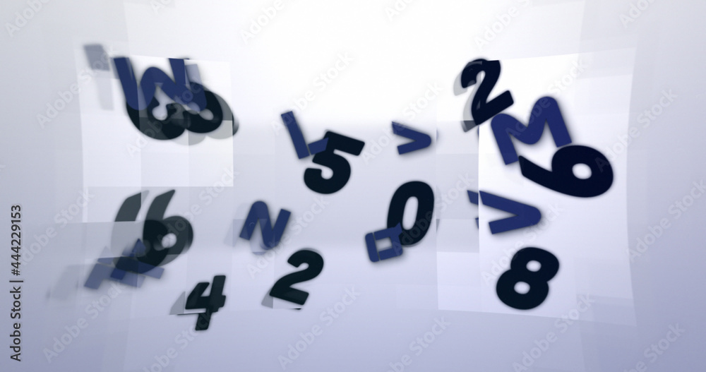 Digital image of random alphabets and numbers moving and changing against grey background