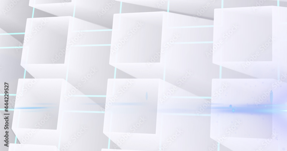 Image of glowing network of 3d white square shapes Image of glowing network of 3d white square shapes