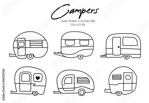 set of camper illustration.