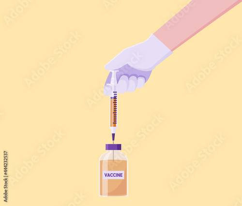 The doctor prepares the vaccine to be injected against the disease for the patient.
Illustration about vaccinate.