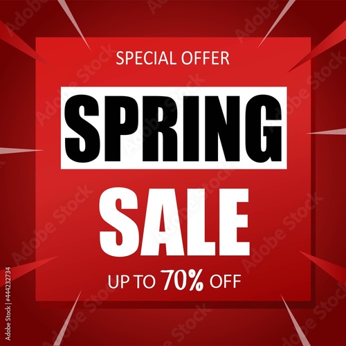 Spring sale banner special seasonal offer advertising up to 70 percent off discount template design vector illustration.