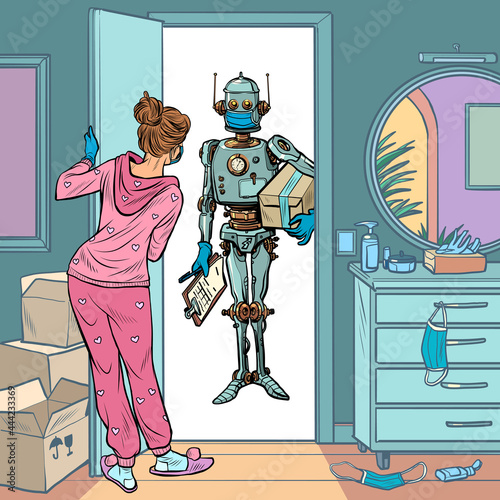 Robot courier in a medical mask, safe delivery in quarantine
