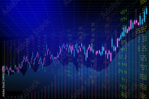 financial stock market graph on world map background