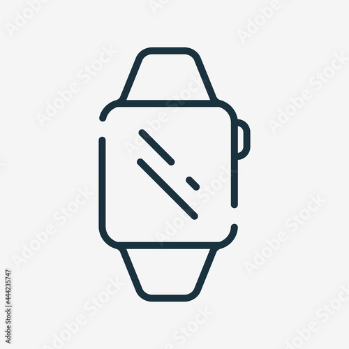 Smartwatch Linear Icon. Electronic Device or Gadget with Screen Line Pictogram. Wrist Watch Icon. Editable stroke. Vector isolated illustration