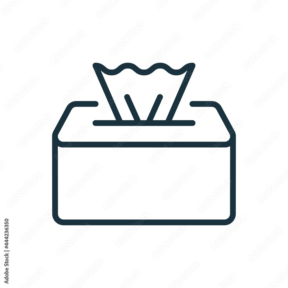 Package of Napkins Linear Icon. Wet Tissue Wipes Icon. Disinfectant Napkin Pack Line Pictogram. Hand and Facial Hygiene Tissues. Open Sanitizer Bag. Editable stroke. Vector illustration