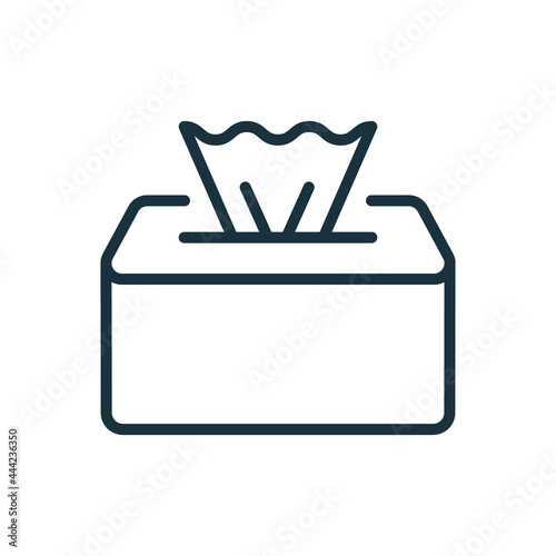 Package of Napkins Linear Icon. Wet Tissue Wipes Icon. Disinfectant Napkin Pack Line Pictogram. Hand and Facial Hygiene Tissues. Open Sanitizer Bag. Editable stroke. Vector illustration photo
