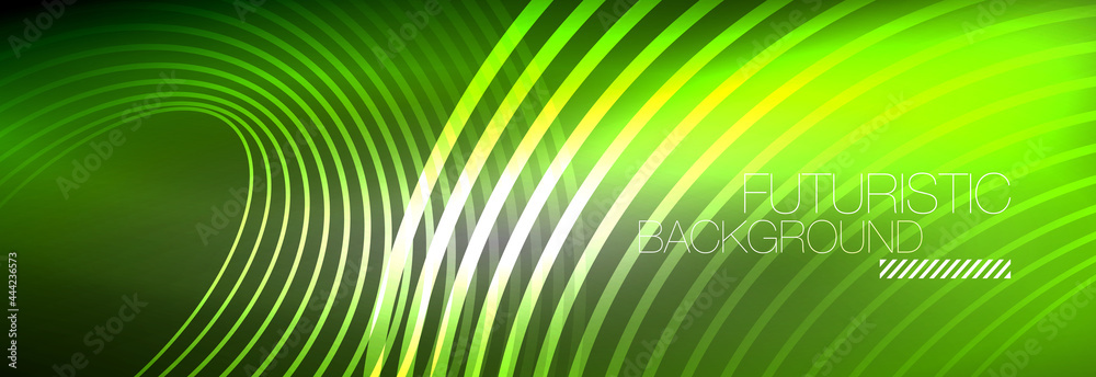Dark abstract background with glowing neon circles. Trendy layout template for business or technology presentation, internet poster or web brochure cover, wallpaper Dark abstract background with glowing neon circles. Trendy layout template for business or technology presentation, internet poster or web brochure cover, wallpaper