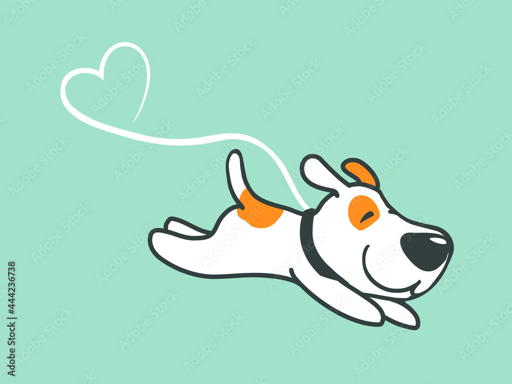 small cute dog running and jumping with leash in a heart shape line. cartoon hand drawn illustration for logos, pet walking services, happy animal care small cute dog running and jumping with leash in a heart shape line. cartoon hand drawn illustration for logos, pet walking services, happy animal care