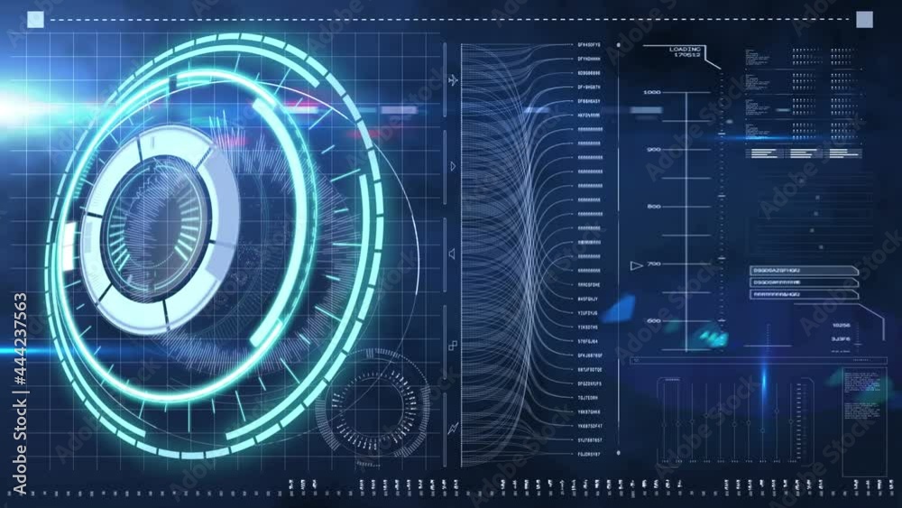 Animation of clock and statistics processing on dark background Animation of clock and statistics processing on dark background