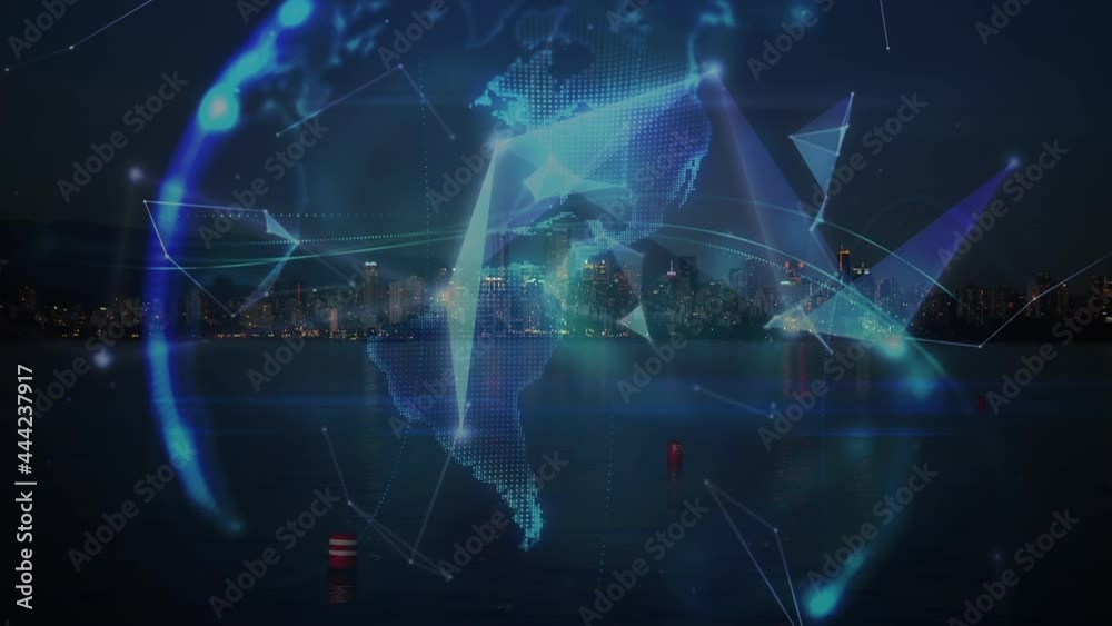 Animation of network of connections over cityscape Animation of network of connections over cityscape