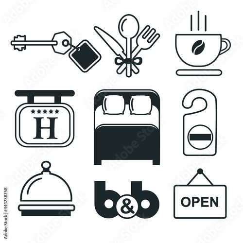  set of vector icons for hotel service