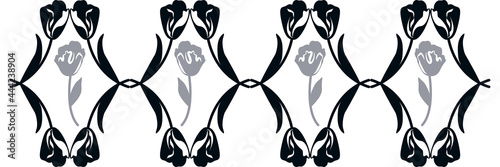 Seamless floral border lace frame, ribbon, vector element