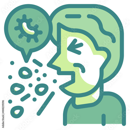 cough blue line icon