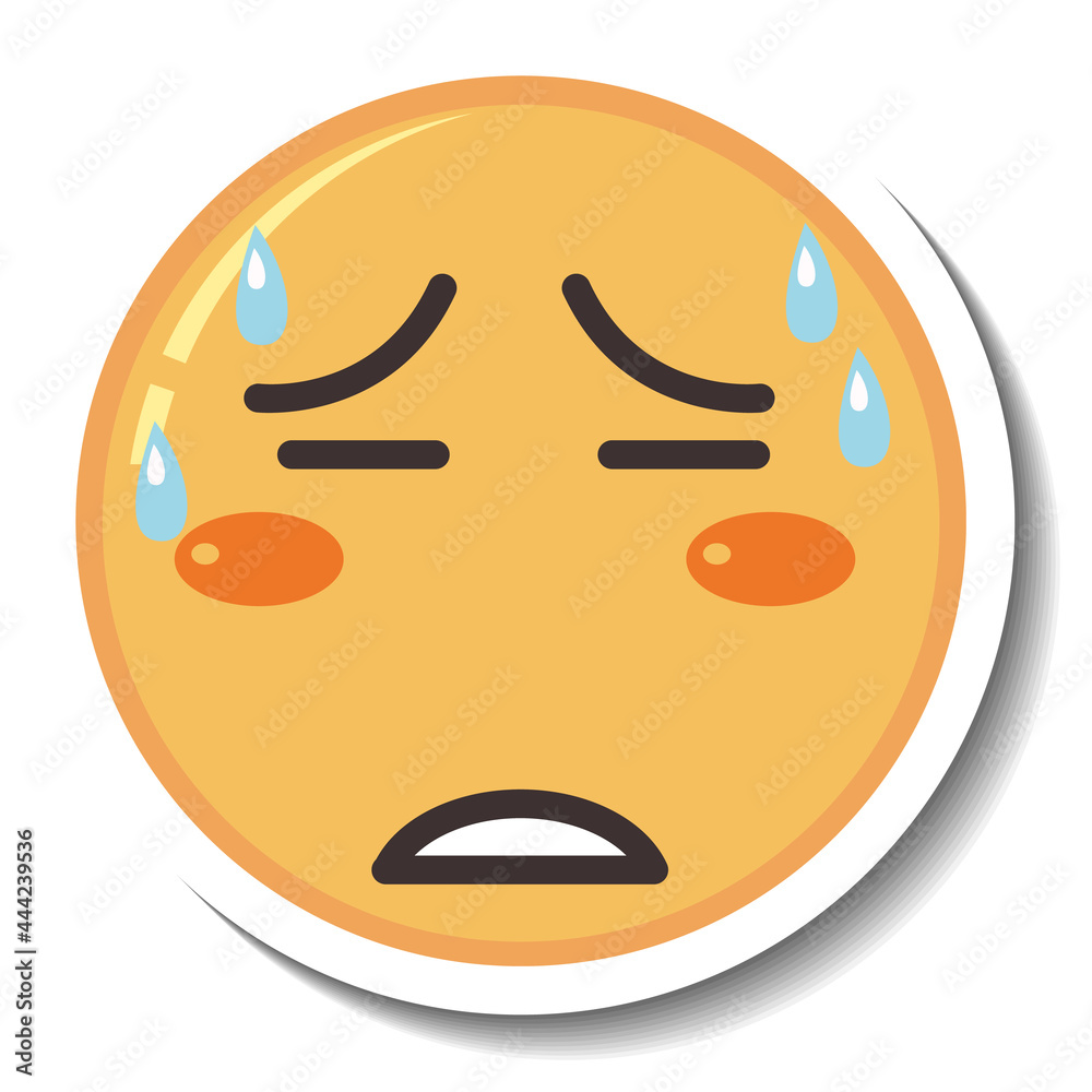 A sticker template with tired face emoji isolated A sticker template with tired face emoji isolated