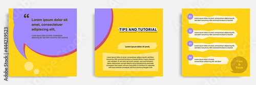 Social media tutorial, tips, trick, did you know post banner layout template with yellow color background and wave seamless pattern and abstract element.