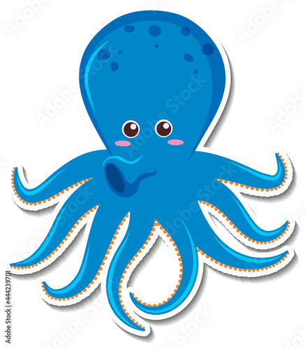 Cute octopus cartoon character sticker
