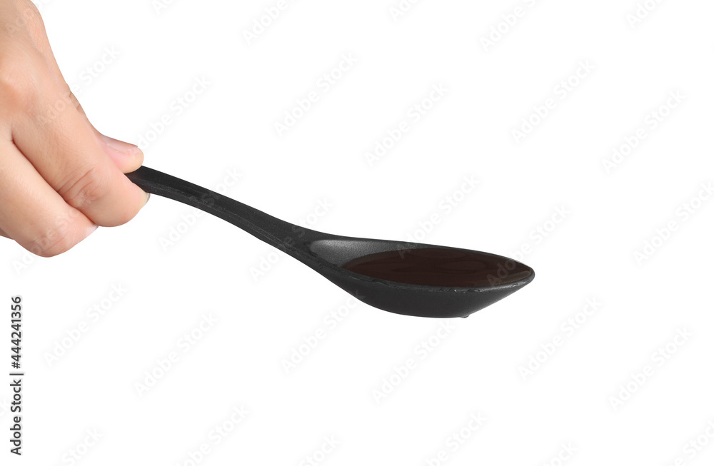 chef holding noodle soup on white background, Soup for sukiyaki from chicken and fish chef holding noodle soup on white background, Soup for sukiyaki from chicken and fish