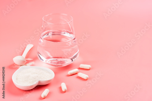 Collagen and glass of water