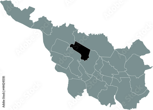 Black location map of the Bremer Gröpelingen subdistrict inside the German regional capital city of Bremen, Germany