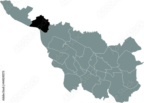 Black location map of the Bremer Vegesack subdistrict inside the German regional capital city of Bremen, Germany