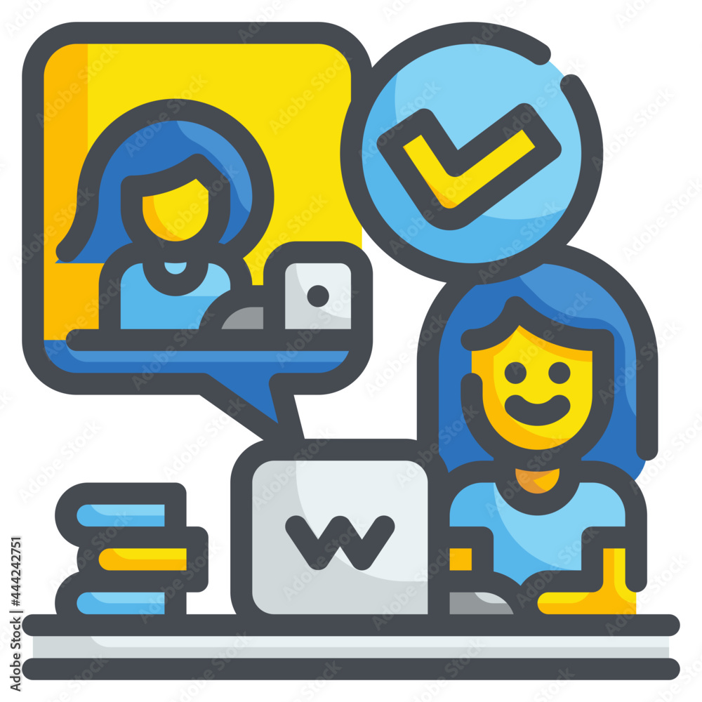 check worker line icon