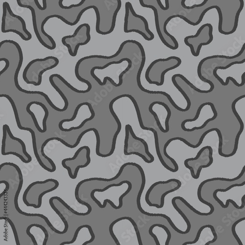 seamless pattern gray monochrome doodles