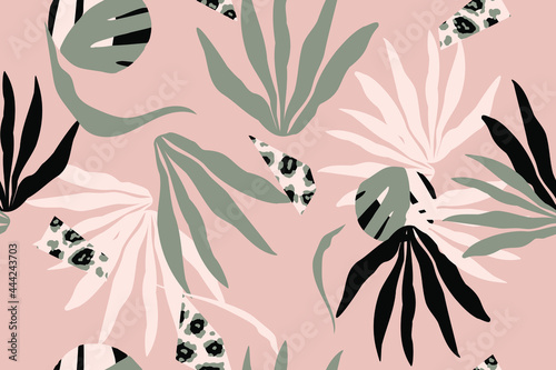Tropical leaves. Exotic pattern. Creative seamless background. Fashion template for design, clothing, textiles