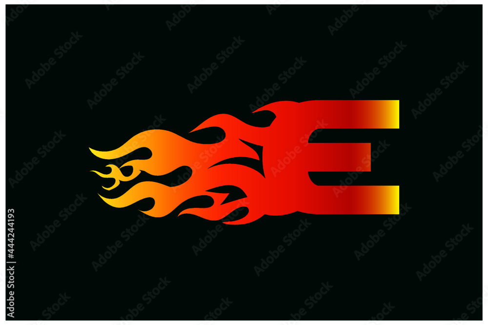 Fototapeta premium New Fire Letter E Logo Design Template