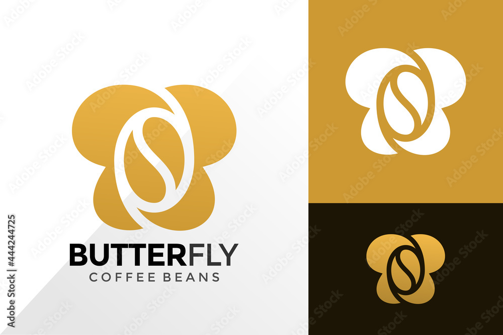 Butterfly and Coffee Beans Logo Design, Brand Identity Logos Designs Vector Illustration Template