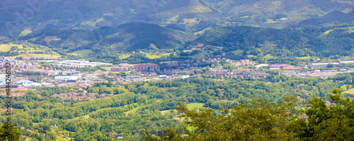 Panoramic view of the valley of the mouth of the river Bidasoa and Irun, Euskadi, Spain