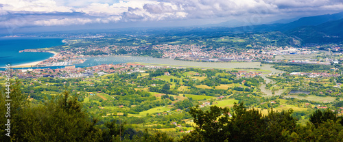 Panoramic view of the valley of the mouth of the river Bidasoa and Irun  Euskadi  Spain