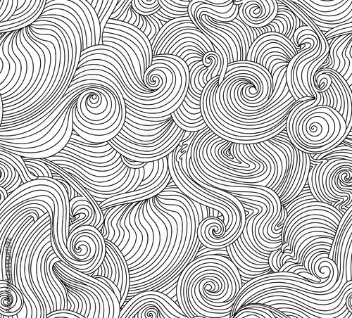 Murais de parede Abstract vector seamless pattern with waving curling lines, sea waves effect