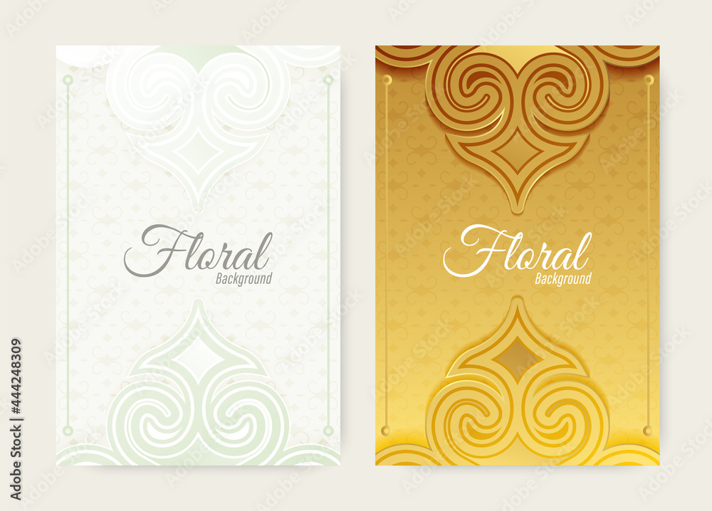 gold and white ornament floral shape cover gold and white ornament floral shape cover