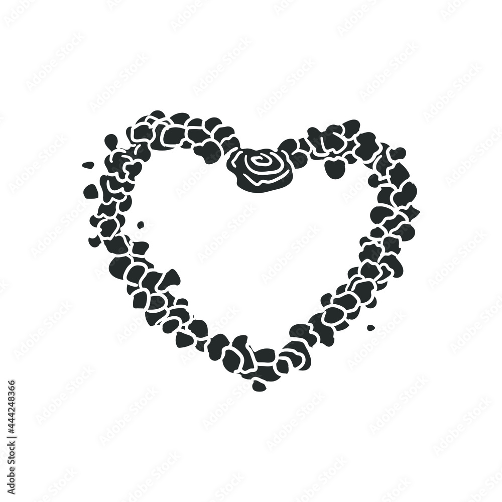 Heart Petals Icon Silhouette Illustration. Romantic Vector Graphic Pictogram Symbol Clip Art. Doodle Sketch Black Sign. Heart Petals Icon Silhouette Illustration. Romantic Vector Graphic Pictogram Symbol Clip Art. Doodle Sketch Black Sign.